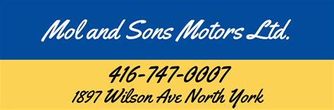 Mol and sons - Find used cars, trucks and SUVs for sale in our inventory list at Mol & Sons Motors Ltd. Contact us to learn more about our inventory in Toronto, Ontario. 416-747-0007. 1897 Wilson Ave, Toronto, Ontario, M9M 1A2. 416-747-0007. 1897 Wilson Ave, Toronto, Ontario, M9M 1A2. HOME ...
